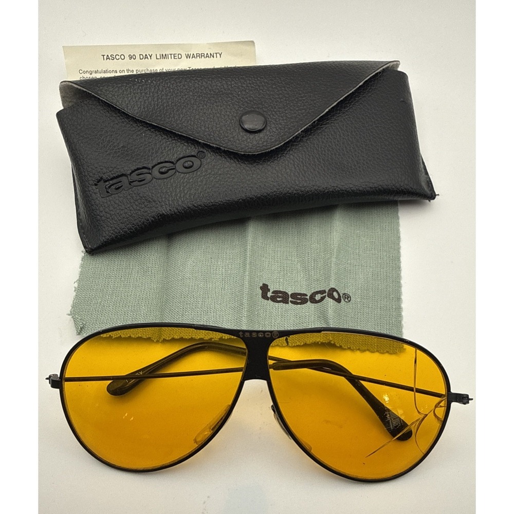 Vintage TASCO Aviator Sunglasses Shooter Original Case 1135Y Yellow  Frames Only